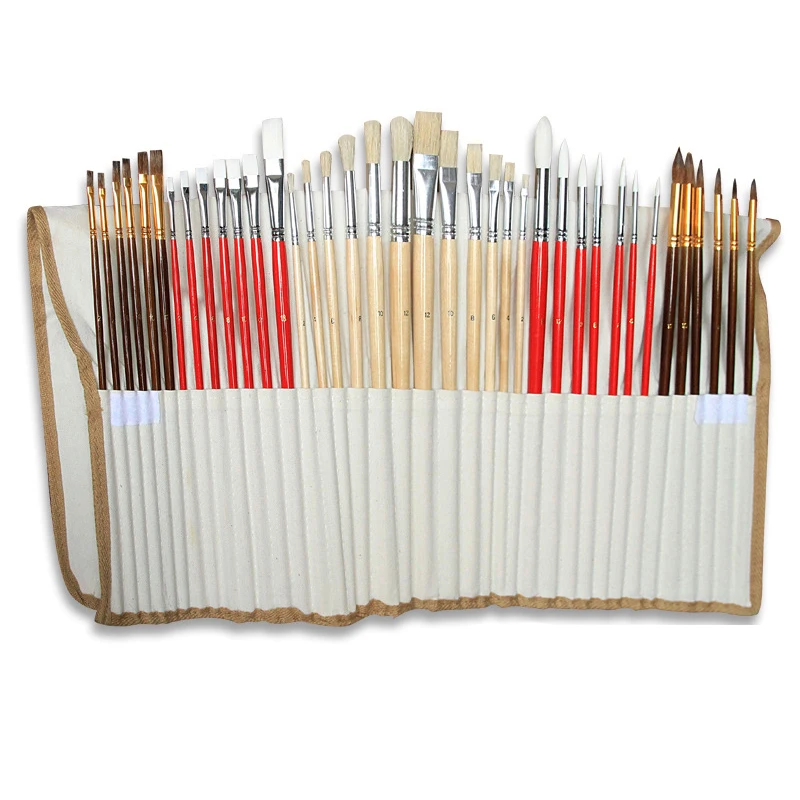 38Pcs Paint Brush Art Set For Oil Watercolor Acrylic Hog Pony Nylon Hair Artist Brushes With Carrying Case - Buy 38Pcs Artis Kuas Cat,Cat Minyak Dan Akrilik Kuas Cat Set Alami Rambut