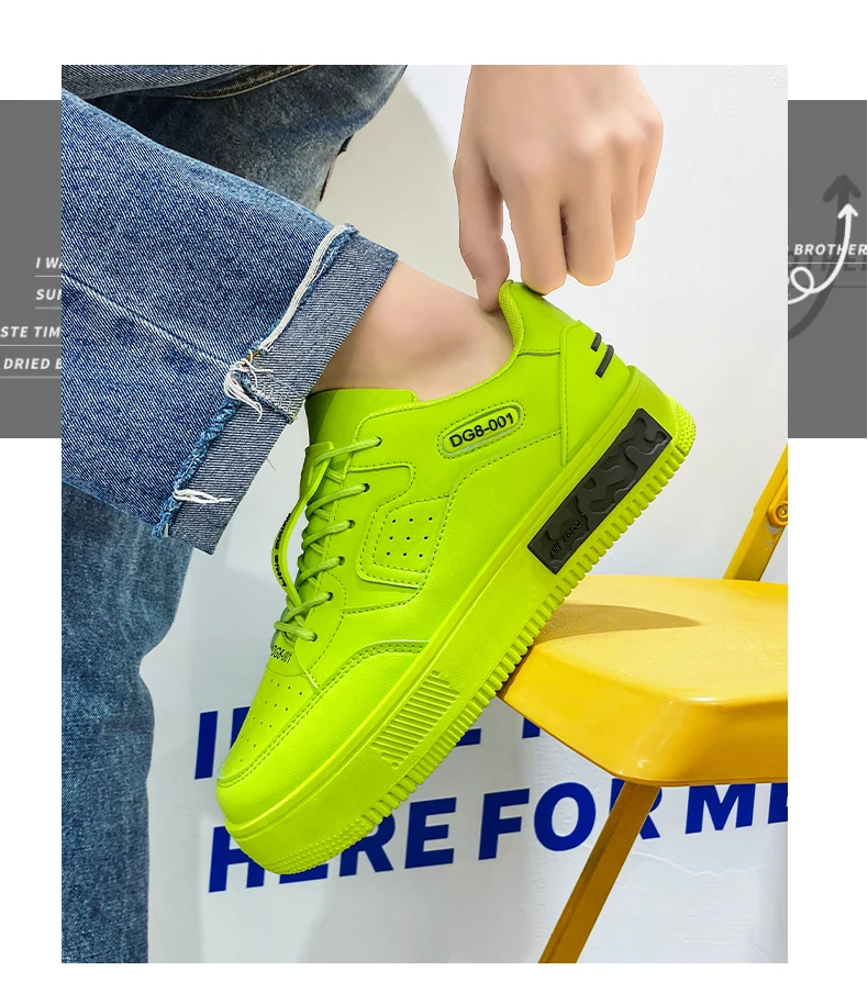 Bright green fashion style thick sole men shoes custom logo walking style sneaker good price men casual shoes