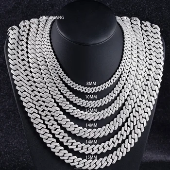 100% Pass Diamond Test Gold Plated S925 Sterling Silver VVS Moissanite Diamond Cuban Link Chain for Men Hiphip Fashion Jewelry