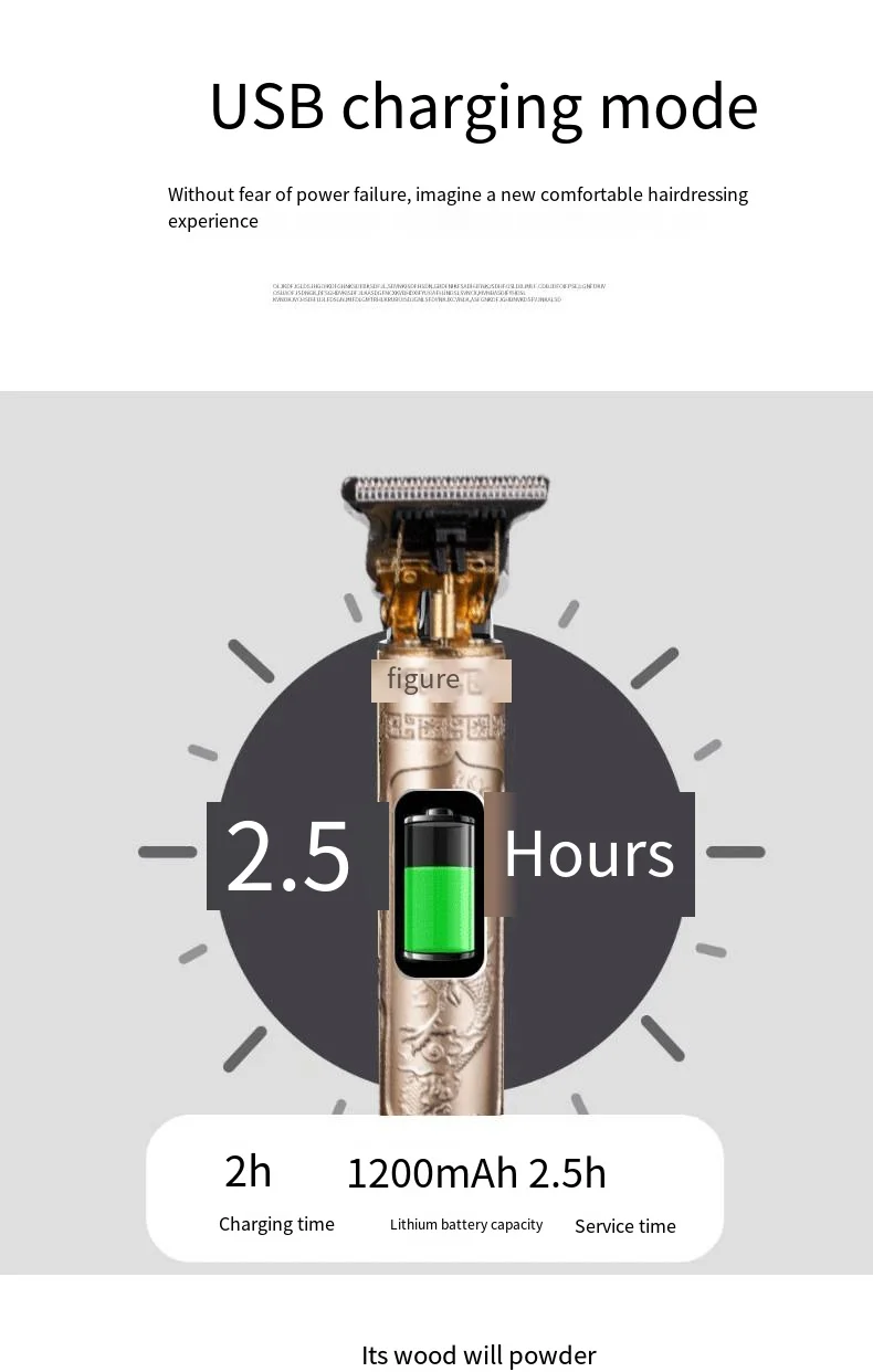Professional T9 Rechargeable Cordless Electric Blade Beard Trimmer Hair ...
