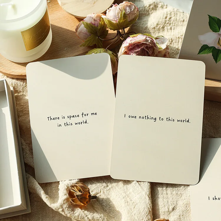 Custom Design Beautiful Flower Power Positive Quote Thoughts Affirmation Cards With a Wooden Stand Card Holder