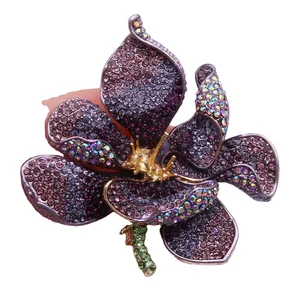 Austrian Crystal Orchid Flower Ladies Brooch for Women