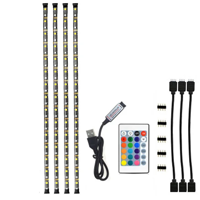 24 Keys Remote Control 4X50cm 5V USB RGB LED Strips Lights 5050SMD TV Back Lighting Kit for Indoor Home Bedroom Decoration
