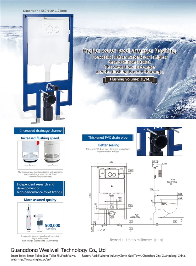 Watermark Water Tank Sanitary Toilet Cistern Parts Flush Tank Floor