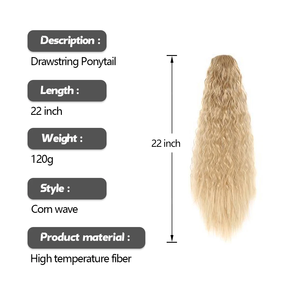 Shinein 22 Inch Clip in Puff Afro Hairpieces Extension Synthetic Drawstring Naturel Curly Hair Ponytail for Black Women