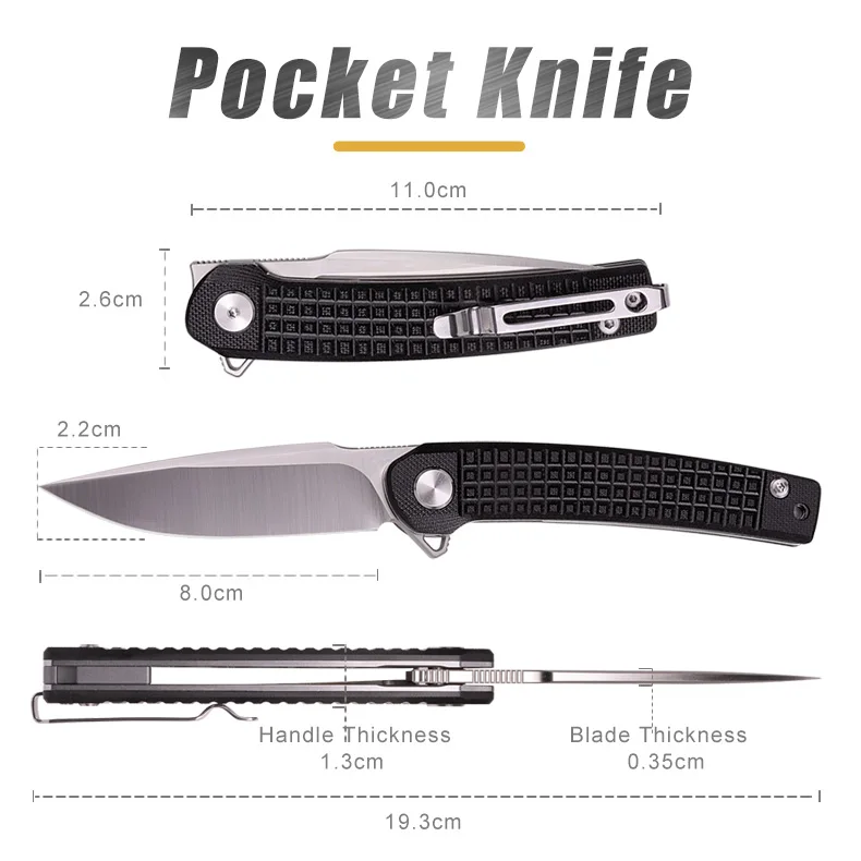 2023 New Folding Pocket Knife G10 Antiskid Handle D2 Steel Self