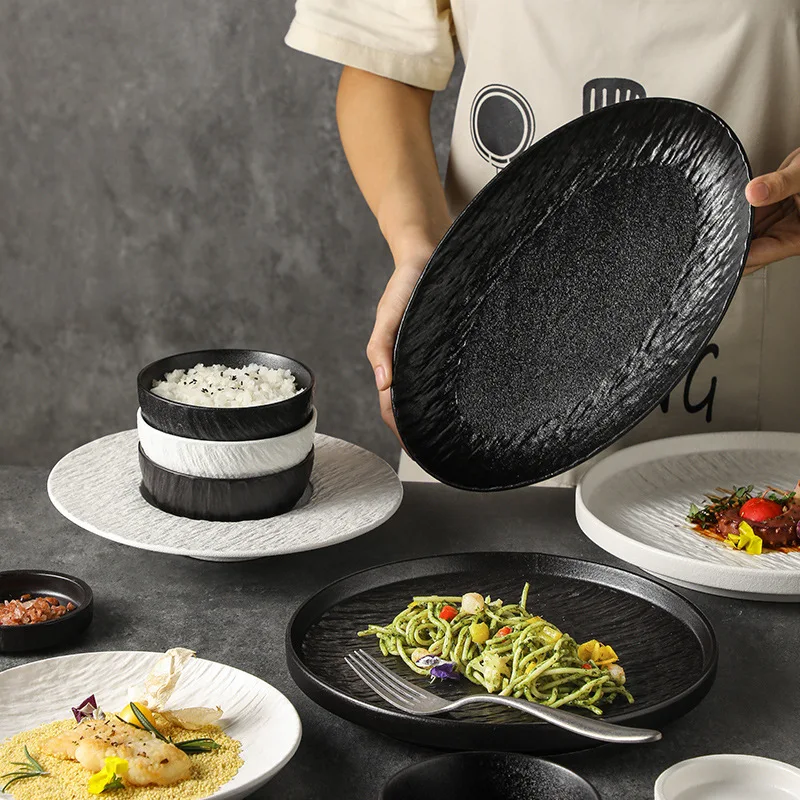Weiße runde Schiefer Steinplatten Restaurant Steak Tablett Großhandel Teller schwarz Servier geschirr für Catering Restaurant Hotel| Alibaba.com