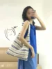 Borsa a vela bianca mijia blu navy