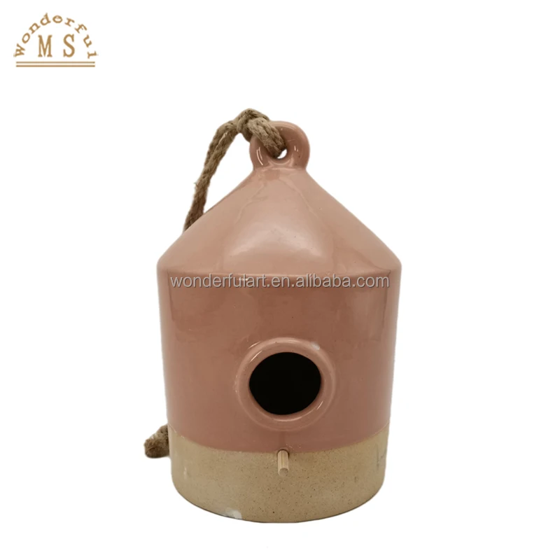 Modern  Flower Hanging Bird Feeder House Ceramic Portable Bird Nest Easy Clean for Pet Small Bird's Home Outdoor and Indoor