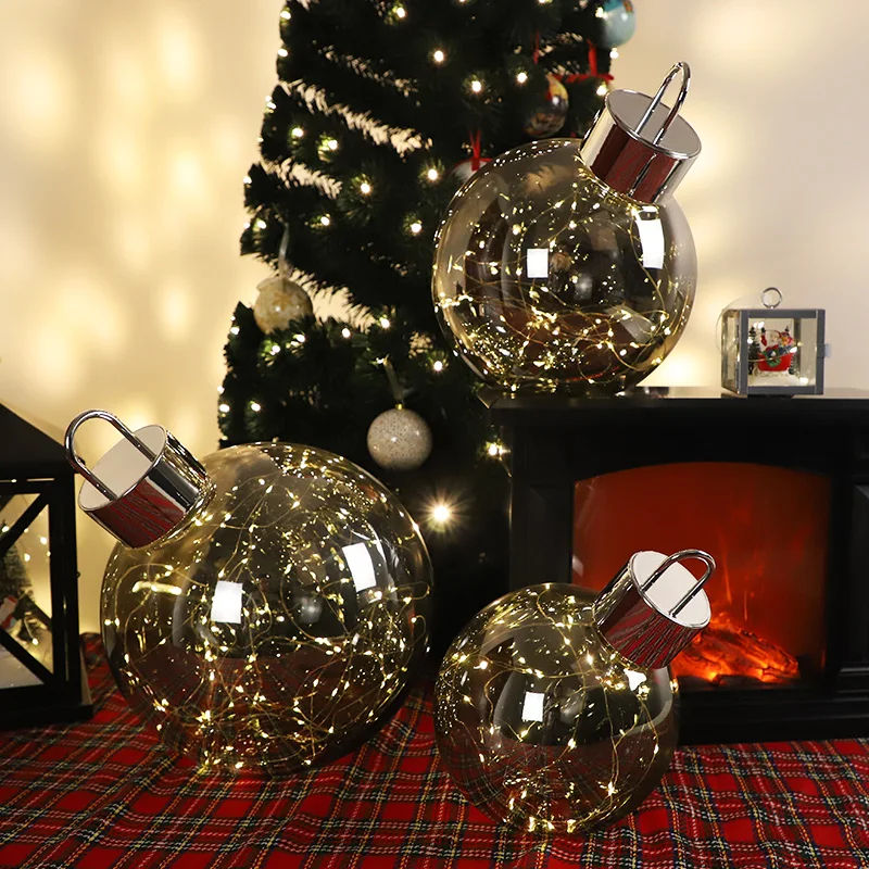 Outdoor IP44 Lawn Giant Lighted Christmas Bauble Ornaments Wholesale 20 25 30 cm large Christmas ball for yard decoration