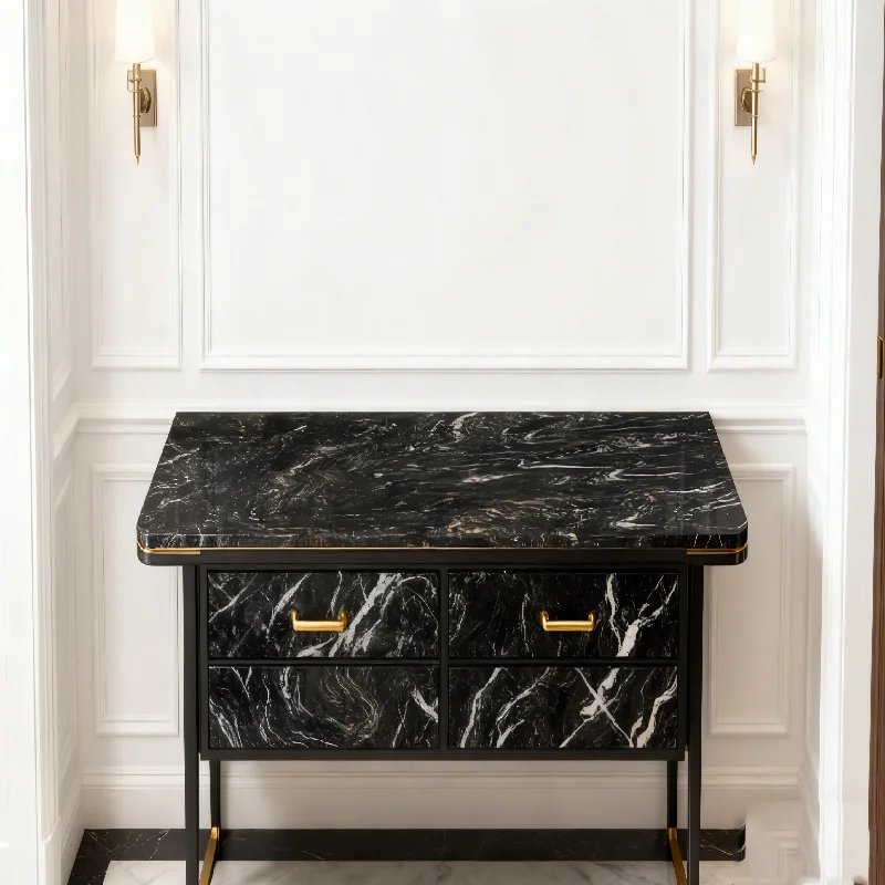 Lembaran Granit Hitam Cosmic Black dari Batu Alam untuk Area Pintu Masuk, Vestibul, Ruang Tamu, dan Ruang Santai