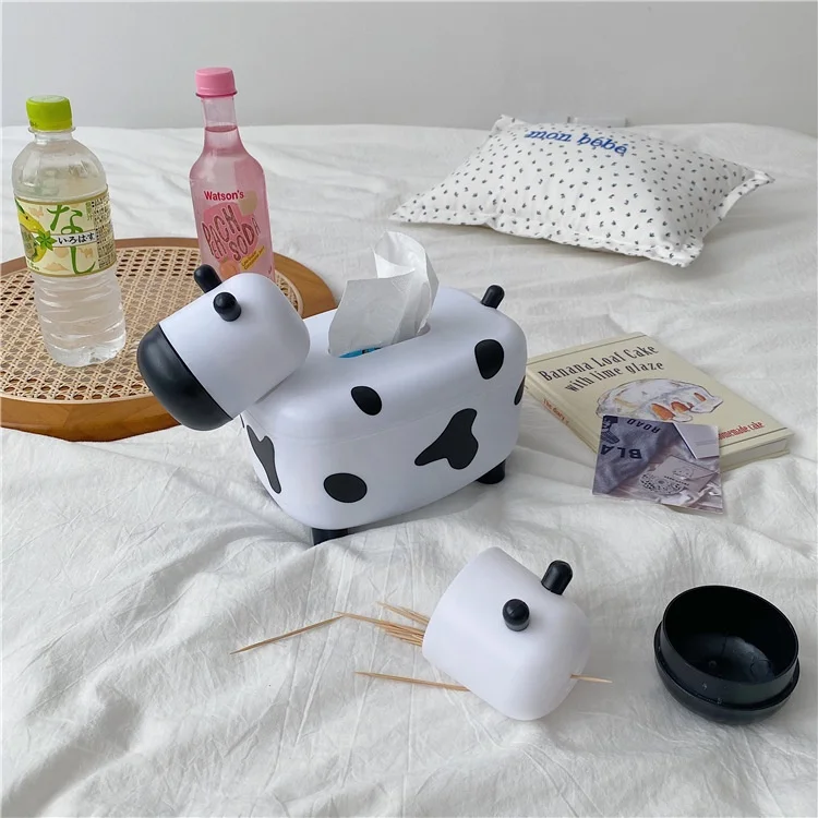 UCHOME Small Cow Tissue Box Factory Direct Spot DIY Creative Stickers Multi-function With Toothpick Box Small Cow Tissue Box