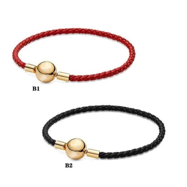5 Color S925 Sterling Silver Woven Strap Bracelet Fashionable Gold Black Red Color Charm Bracelet