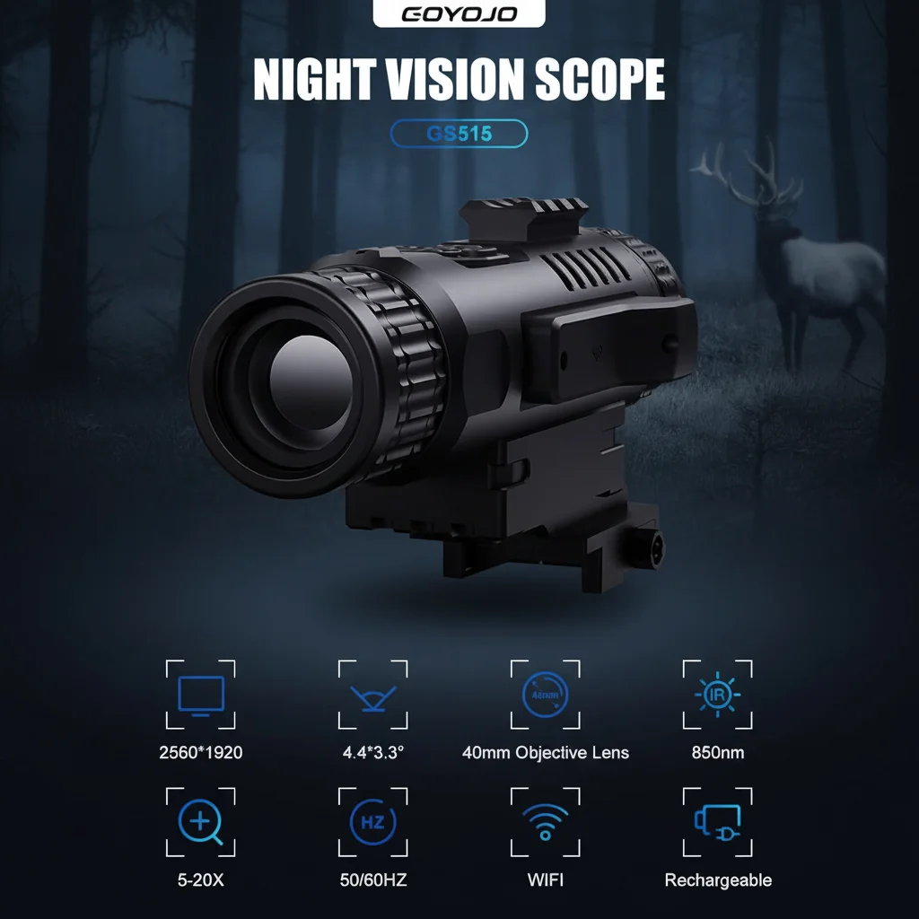 GOYOJO GS515 Digital Night Vision Scope 5-20X Zoom for Hunting and