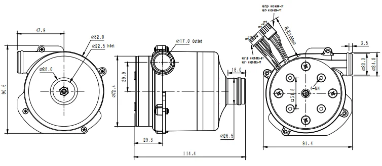 90mm Diameter WONSMART 48VDC High Static Pressure Electric Mini air Blower Brushless Dc Motor air Suction Blower