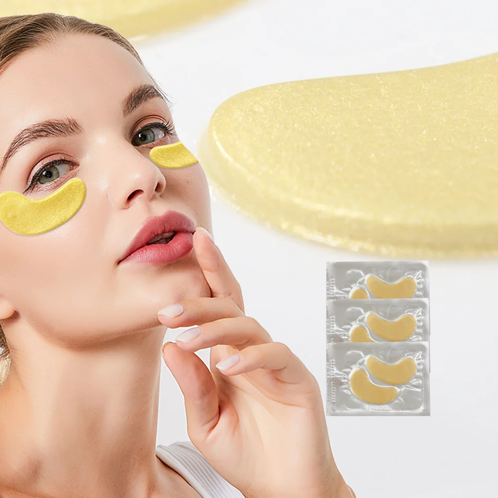 OEM 24k Puffy Glitter under Pink Hydro Gel Gold Eye Mask
