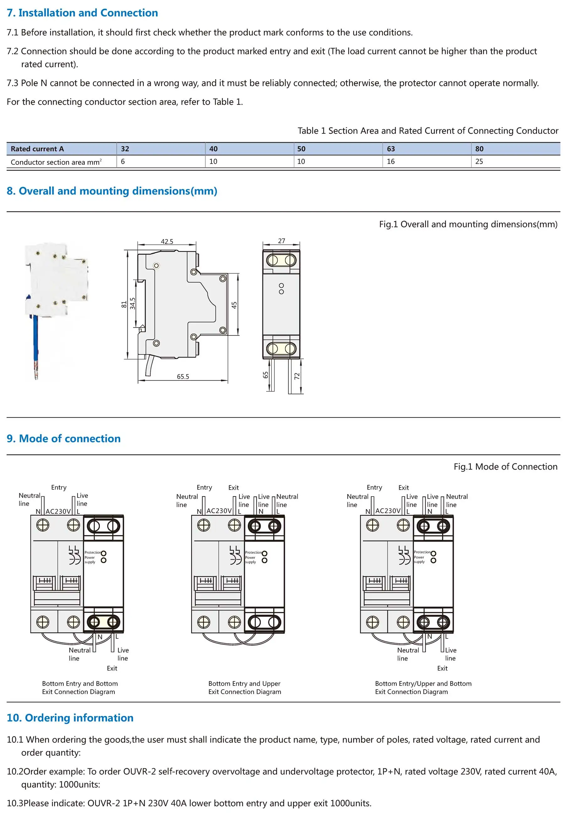 Chint original OUVR-2 230V 400V 1P+N 3P+N 32A 40A 50A 63A 80A Chnt Self recovery over voltage and under voltage protector