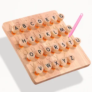 Wood Alphabet Tracing Board Double-Sided Alphabet Tracker Montessori Learning Toys Practice Writing Upper and Lower case Letters