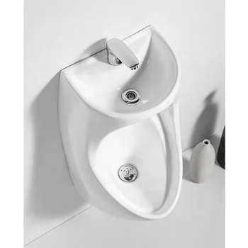 hôtel public salle de bains en céramique mur monté urinoir wc pour hommes  urinoir avec lavabo évier automatique capteur robinet