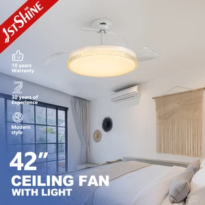 1stshine LED Ceiling Fan 42 Inches Invisible Modern Retractable PC Blade Ceiling Fans With Lamp