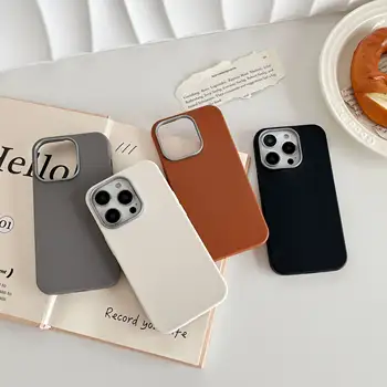 Premium PU Business Soft Phone Case Cover Grain Leather for iPhone 16 15 14 13 12 11 Pro Max