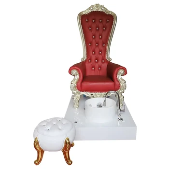 High Back Foot Massage Chair with Acrylic Fiberglass and Colorful Light Strip, Electric Pedicure Chair for Spa Treatments