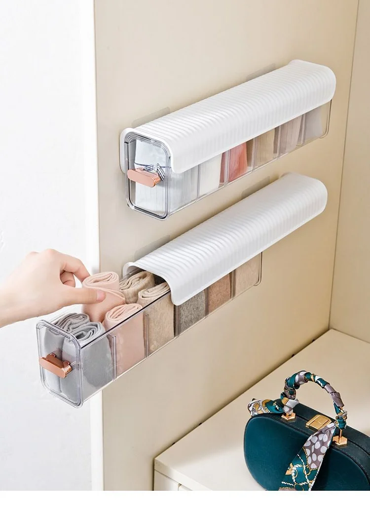 Biumart Plastic Wall Hanging Mounted Underwear Sock Organizer Storage