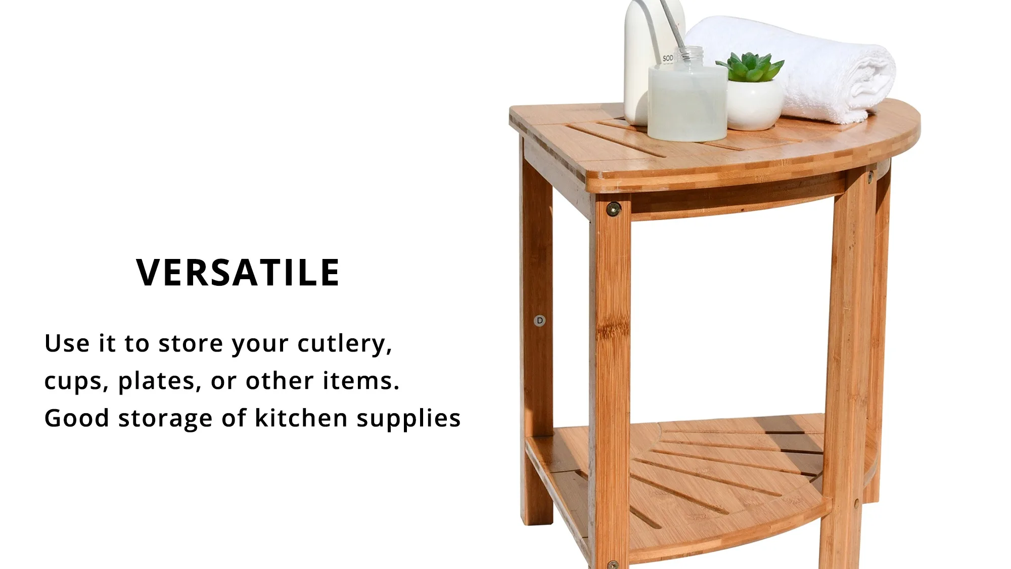 Youlike Bamboo Shower Bench Corner Stool With Nonslip Feet Storage