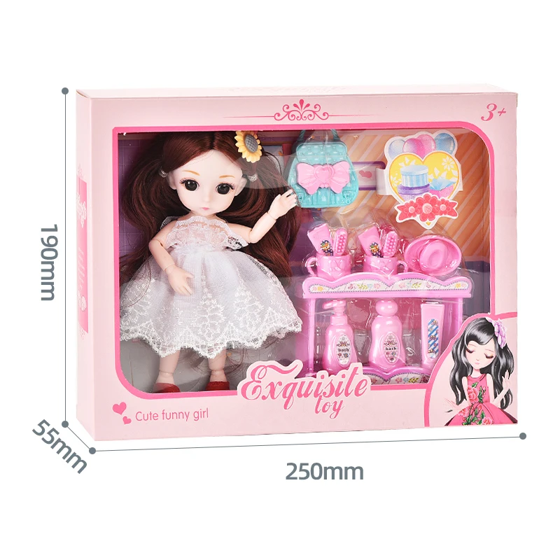 Most popular 6 inch girl doll bathroom play set plastic dress up game for girls