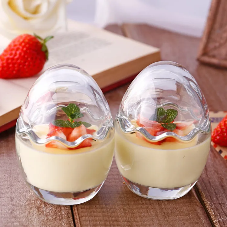 100ml 200ml Egg Shape Pudding Jar Yogurt Glass Cup Glass Container for Dessert