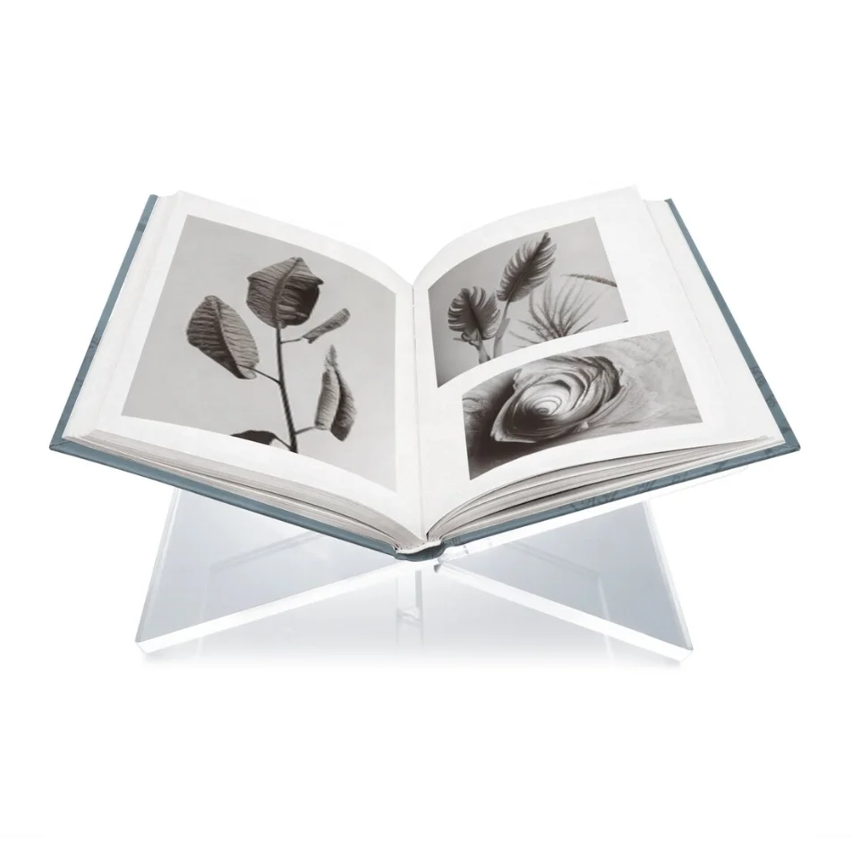 Transparent Folded Open Acrylic Book Stand Reading Holder Shelf Acrylic Cookbook Display Stand