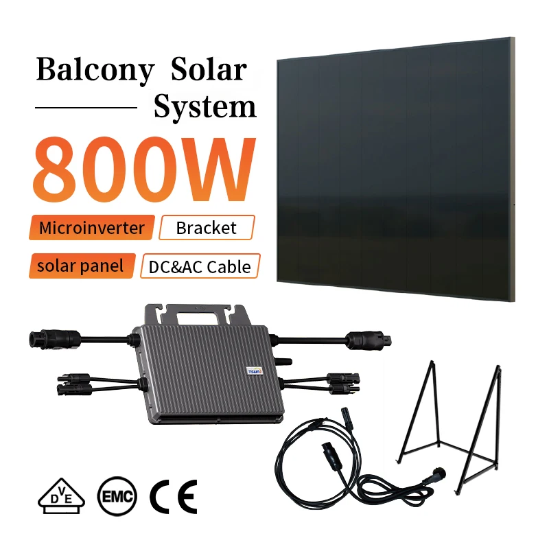 Europe 800 w Complett Set Eu Warehouse on Grid Micro Inverter Balcony Solar Energy System