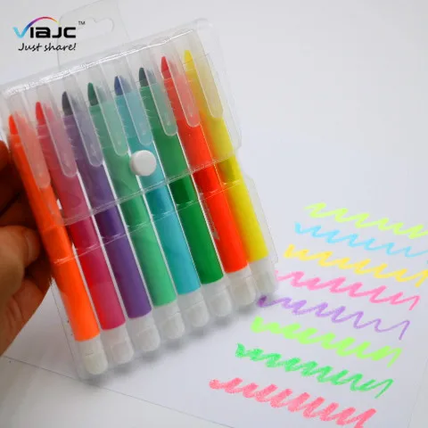 8pcs Assorted Color Gel Highlighter Pens No Bleed Through No Smear