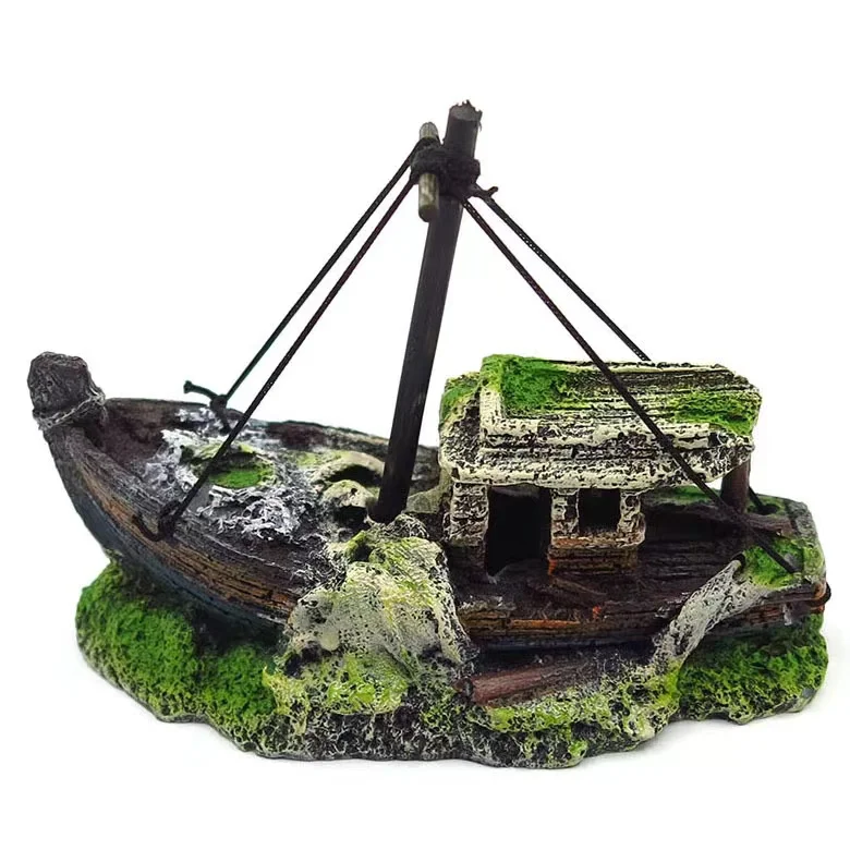 Resin Ship Wreck Ornament for Fish Tank Decoration - Stylish Aquarium Decor  for B2B Buyers