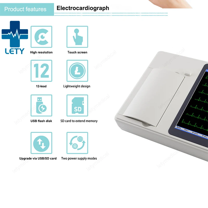 12 channel ecg electrocardiograph ecg machine 12lead ecg touch screen