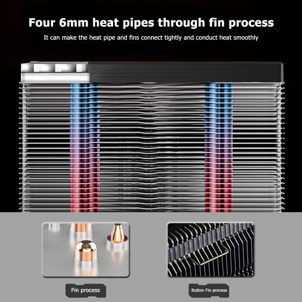 4 Heatpipes RGB CPU Cooler - Silent PWM for Intel & AMD