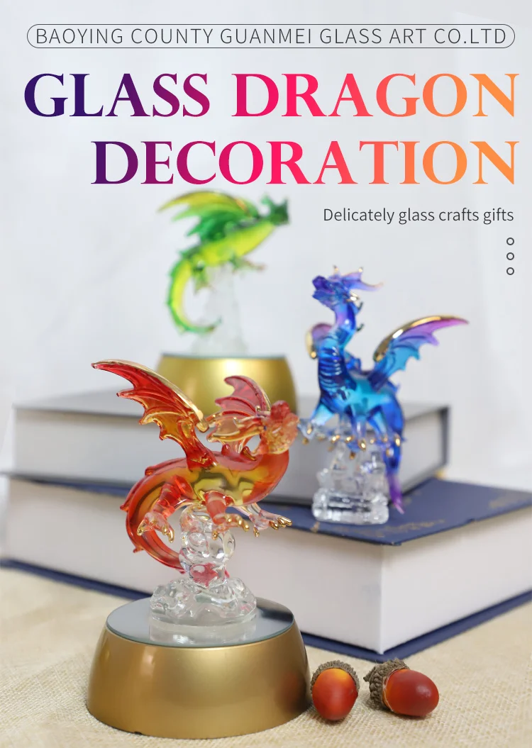 Wonderful home decor led lighted table ornament glass Chinese dragon supplier