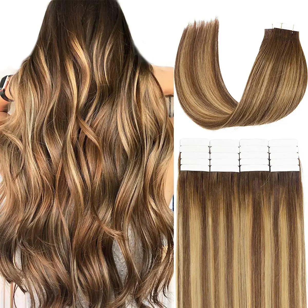 100% Remy Echthaar Tape In Haarverlängerungen Straight Skin Weft Unsichtbar Nahtlos Omber 4 27 16 26 Zoll Für Salon Hohe Qualität_voghion.com