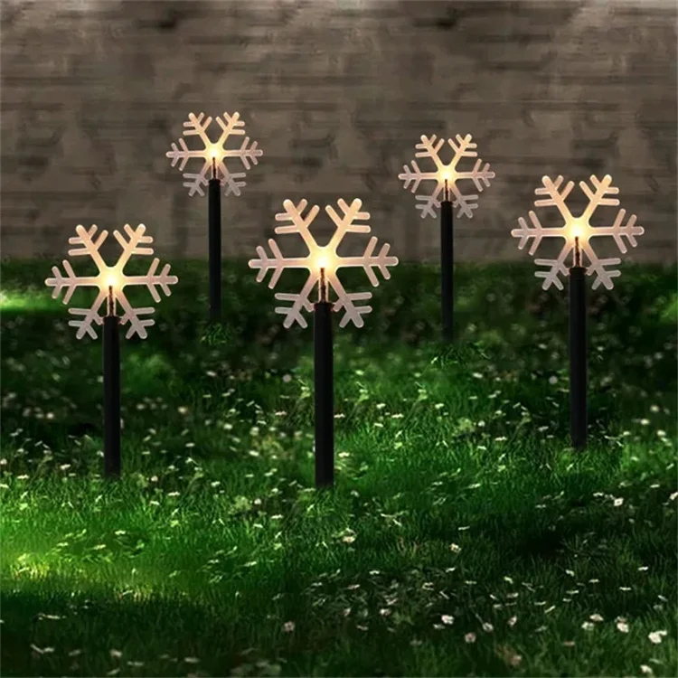Tree Snowflake Star Outdoor Solar Pathway Lights Warm White Durable Waterproof Christmas Path Lights