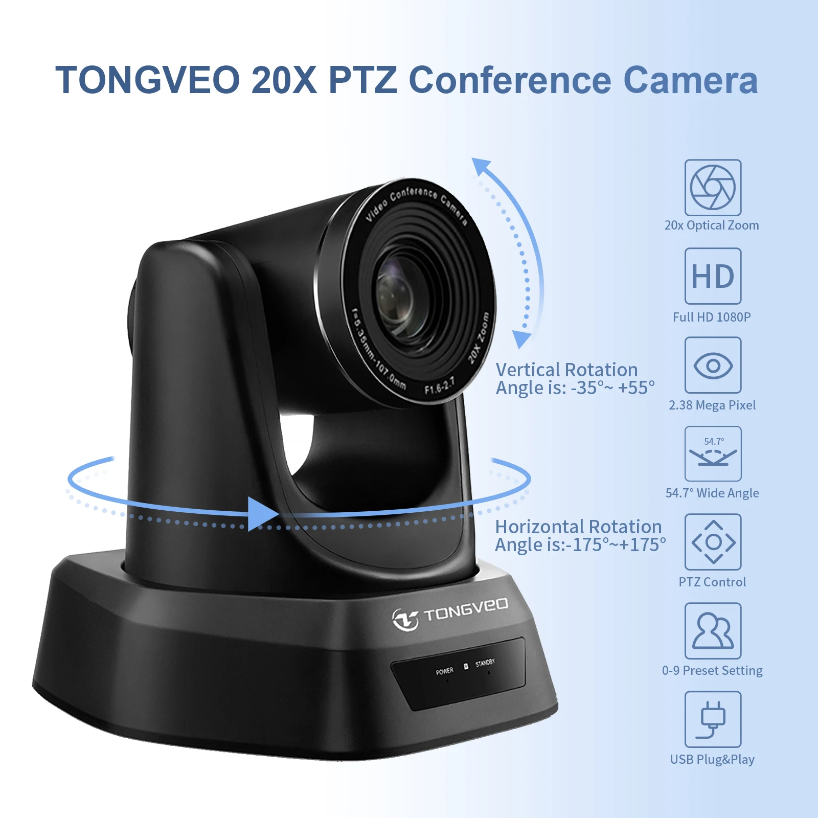 Plug&play Tongveo Uv800 Full Hd Ptz 20x Zoom Smoth And Slience Ptz