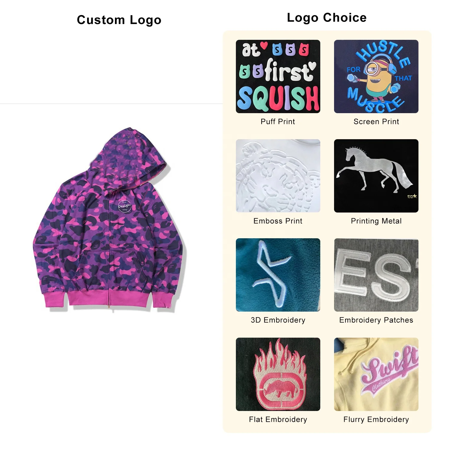 2025 Autumn Design Camouflage Print Hoodie Men’s Casual High Quality Cotton French Terry Full Face Zipper Oversize Hoodie