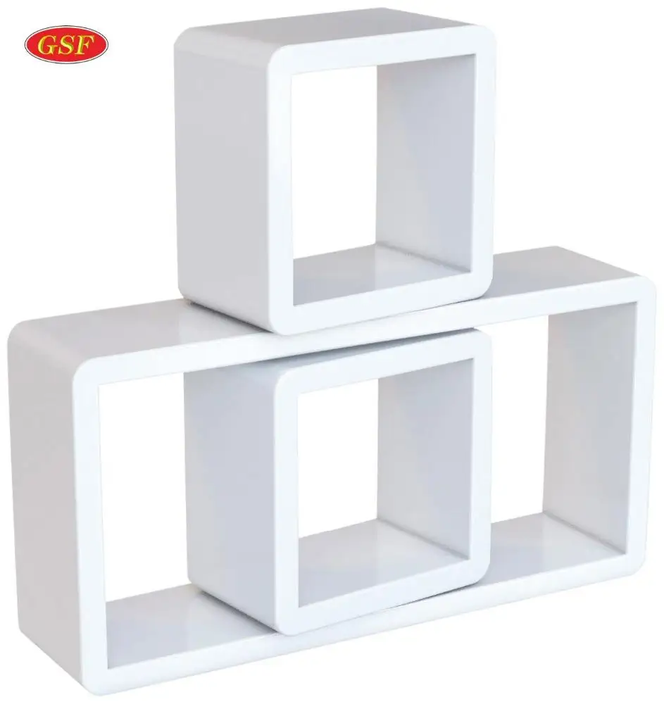 Деревянная Декоративная кубическая настенная полка из МДФ для гостиной современная деревянная плавающая