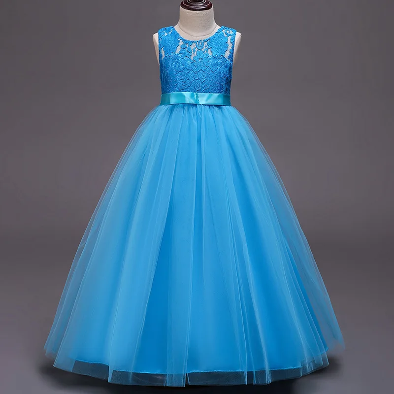 4-15 Years Kids Dress Flower Long Lace Elegant Teenagers Ball Gowns Dresses Girl Party Evening Bridesmaid Princess Clothing 2
