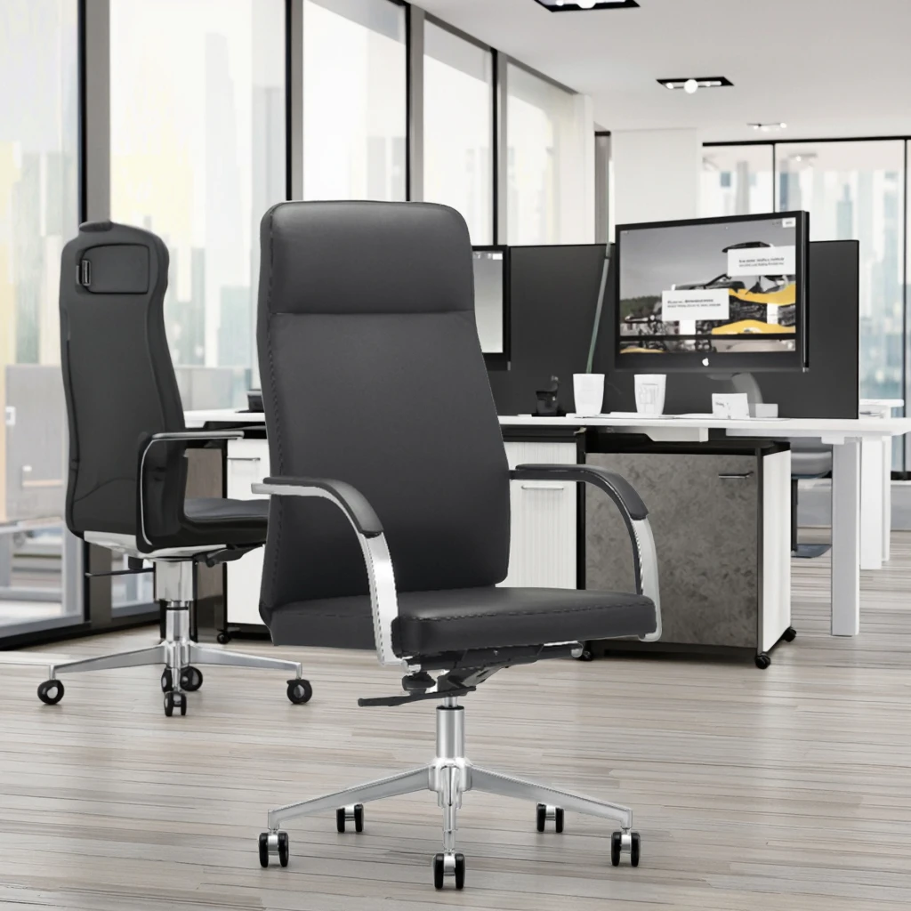 Ergonomic Conference Chair Waterfall Seat Edge Steel Reinforced Arms Height Adjustable Business Furniture 5