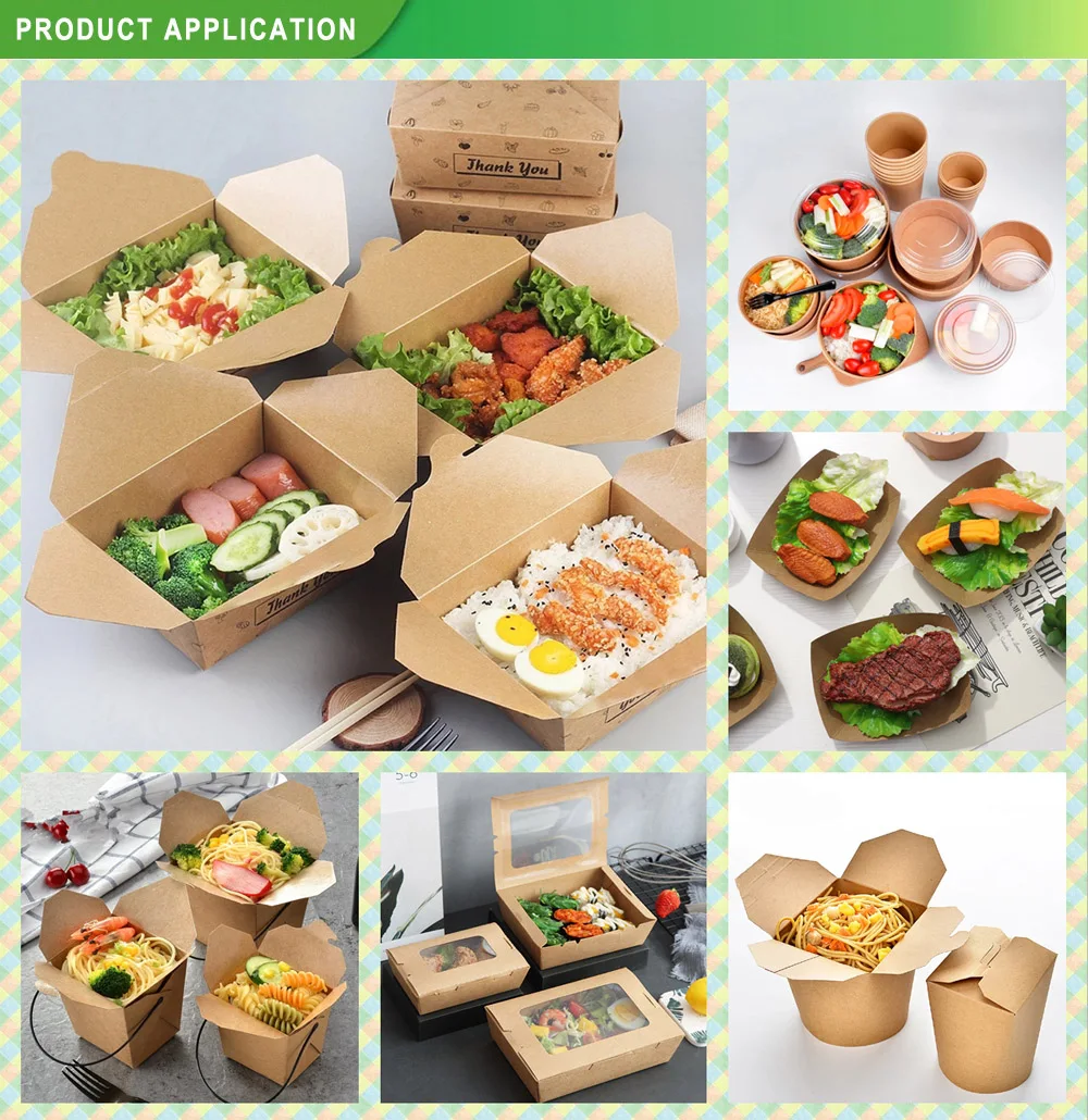 Greaseproof Coated Paper Salad Boxes Take Away Food Grade Kraft Box