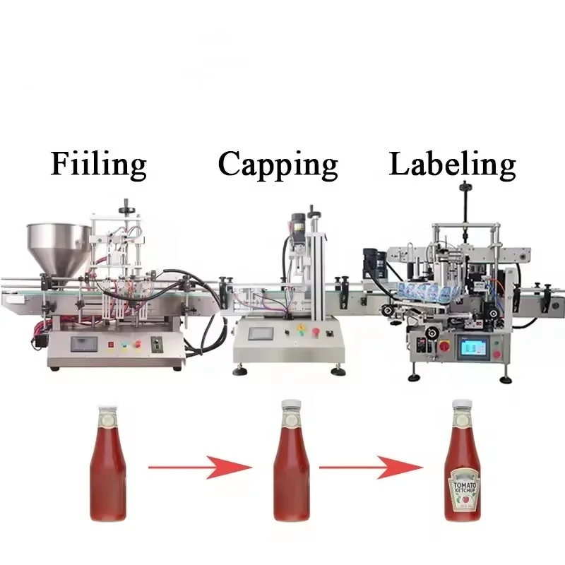 Automatic Desktop Small Volume Liquid Filling Machine Capping Machine Labeling Machine Whole Filling Line