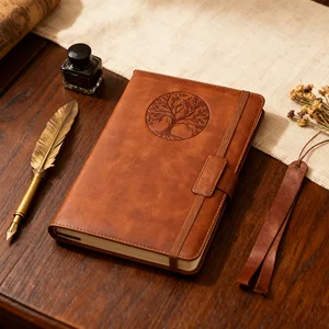 Personalized Promotional Journal Custom Logo Hardcover PU Leather Cover Paper Sewing Binding High Quality Notebook