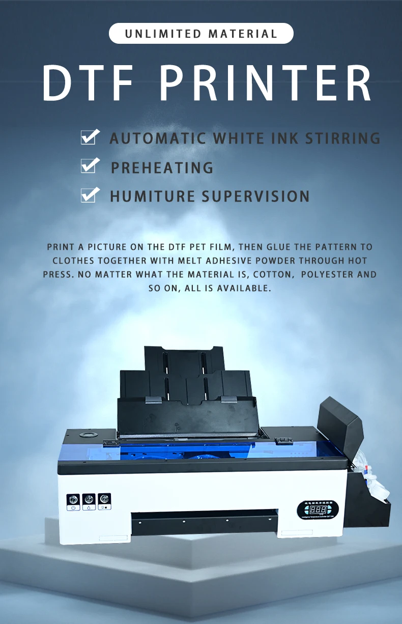 L1800/DX5/R1390 fast speed commercial dtf printer with white ink