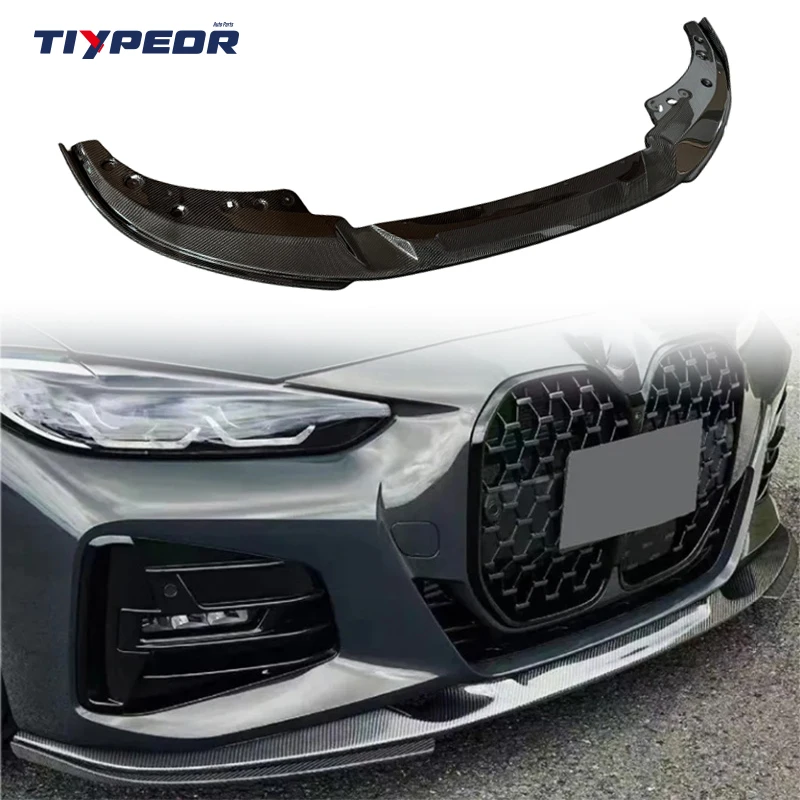 product tiypeor real carbon fiber front spoiler bumper lip diffuser for bmw 4 series g22 3d style 3k twill weave front chain spoiler951-3
