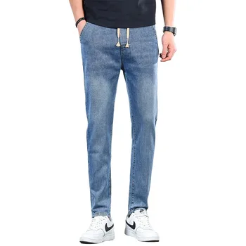 Factory direct sales of autumn casual pants, jeans, men's slim fit elastic trendy small leg pants